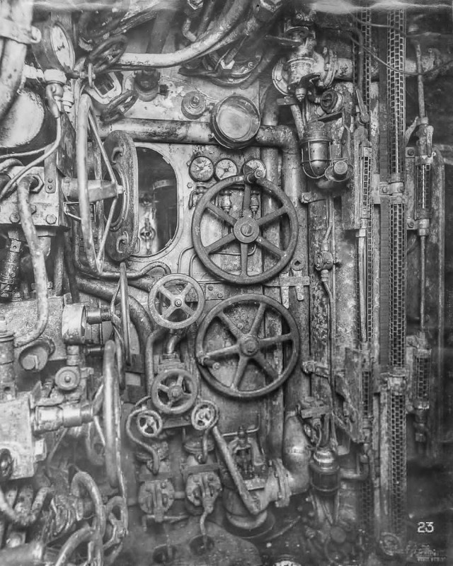 Интерьер немецкой подводной лодки времен Первой мировой войны Наука и технологии