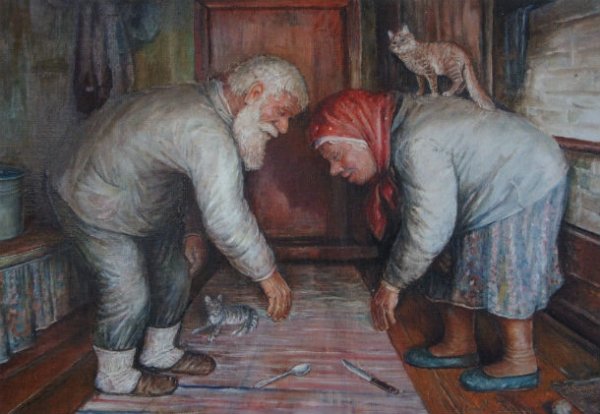 Улыбающиеся старики на картинах Леонида Баранова