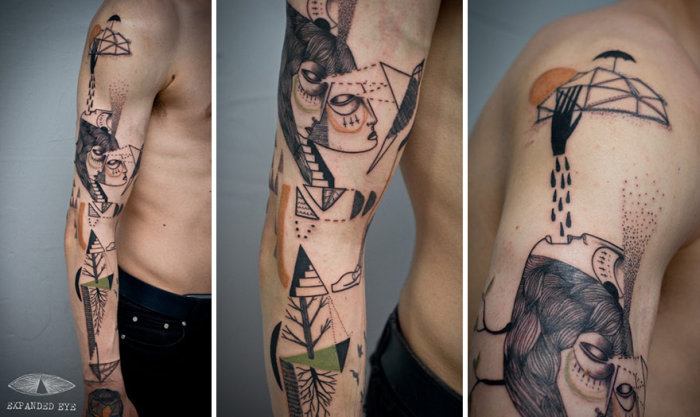 Необычные татуировки в стиле кубизм