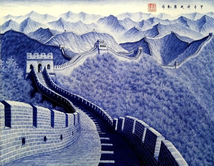 Рисунки шариковой ручкой от китайского художника
