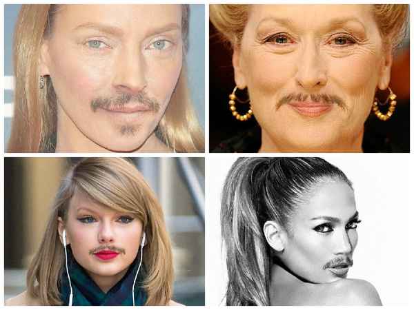 Если бы голливудские актрисы носили усы