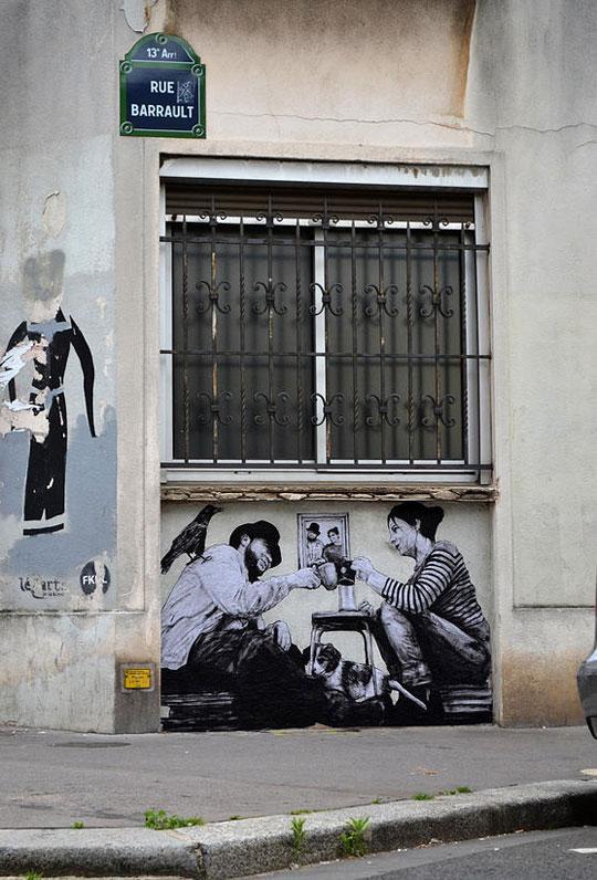 Рисунки французского уличного художника Чарльза Леваля