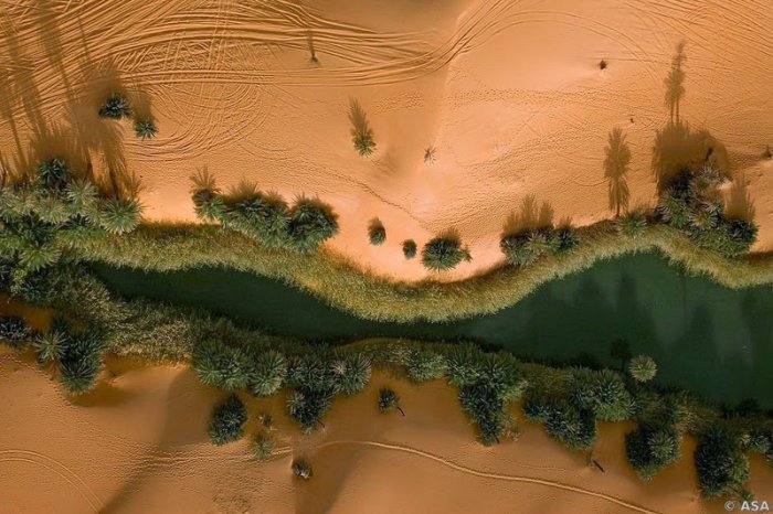 Оазис Убари посреди пустыни в Ливии