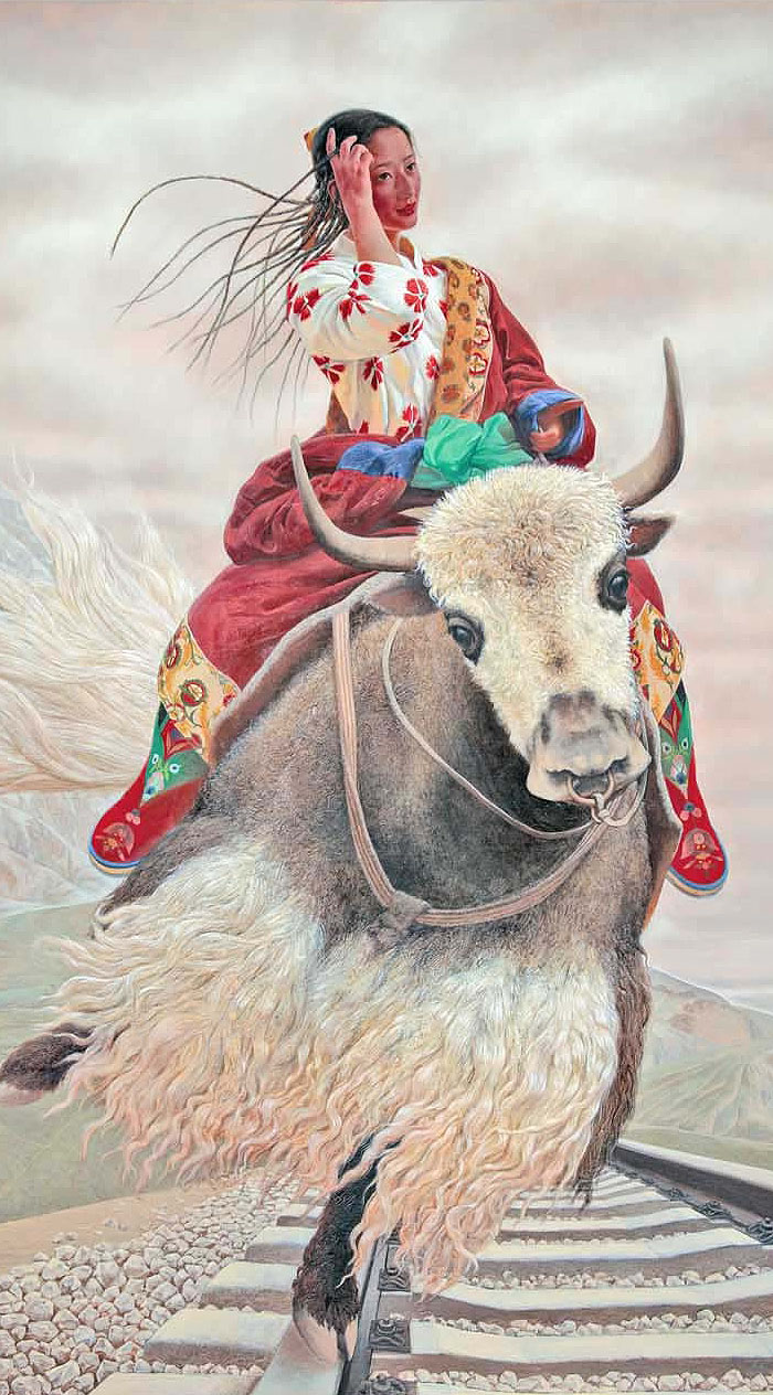 Китайский художник Ван Игуан, рисующий девушек и яков