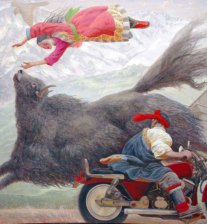 Китайский художник Ван Игуан, рисующий девушек и яков