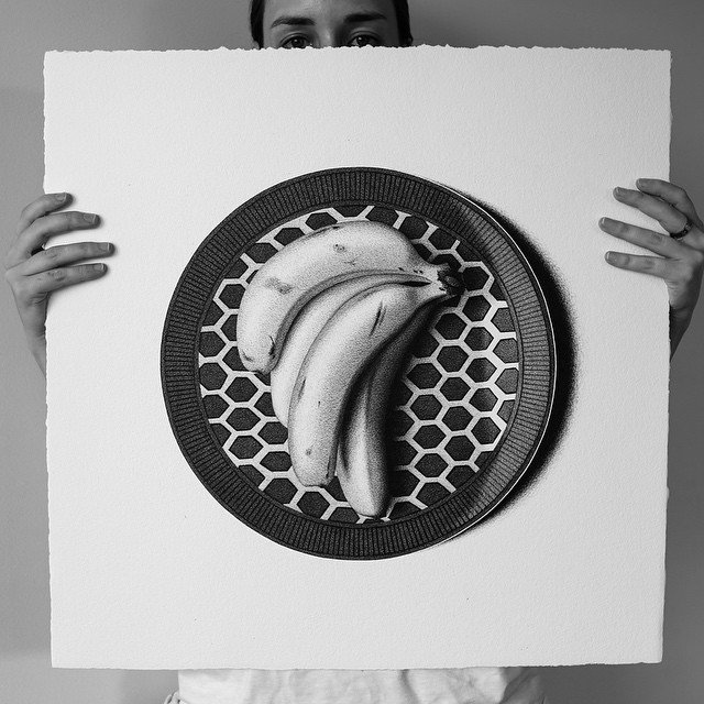 Черно-белые картины еды ручкой от Си Джей Хендри