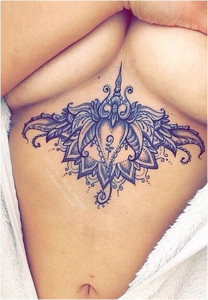 Татуировки под женской грудью