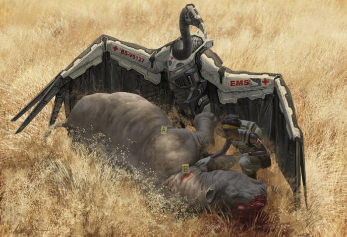 Животные-роботы на постапокалиптических иллюстрациях Robert Chew