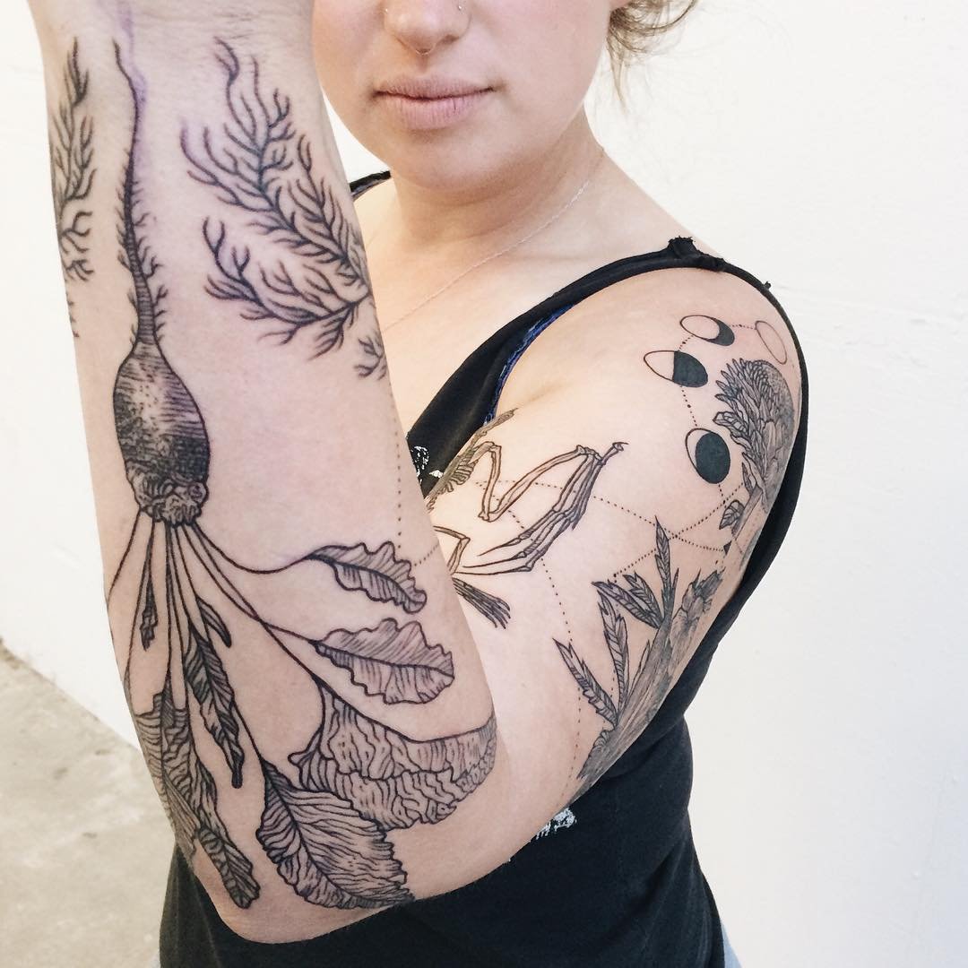 Татуировки в стиле рисунков из печатных изданий от Пони Рейнхардт