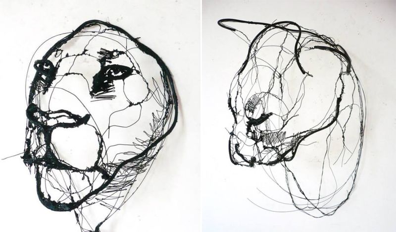 Проволочные рисунки животных от Дэвида Оливейры
