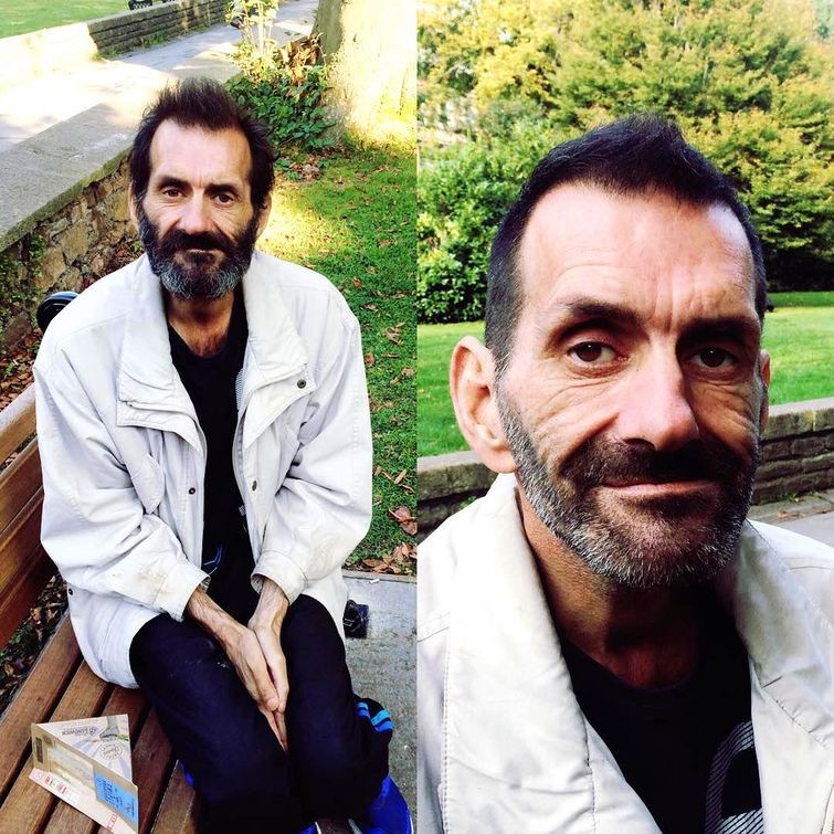 После рабочего дня парикмахер бесплатно стрижет бездомных