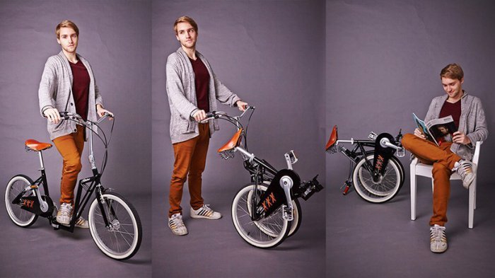 Компактный складной самокат-велосипед Sliders