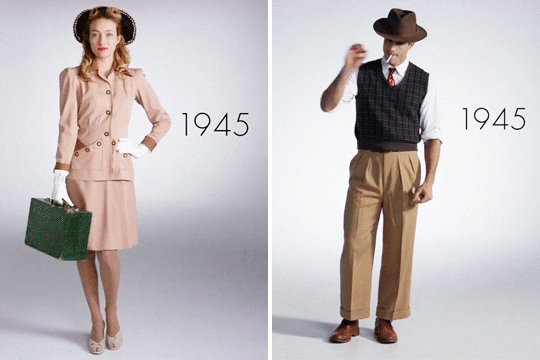 Эволюция мужской и женской моды за последние 100 лет в гифках
