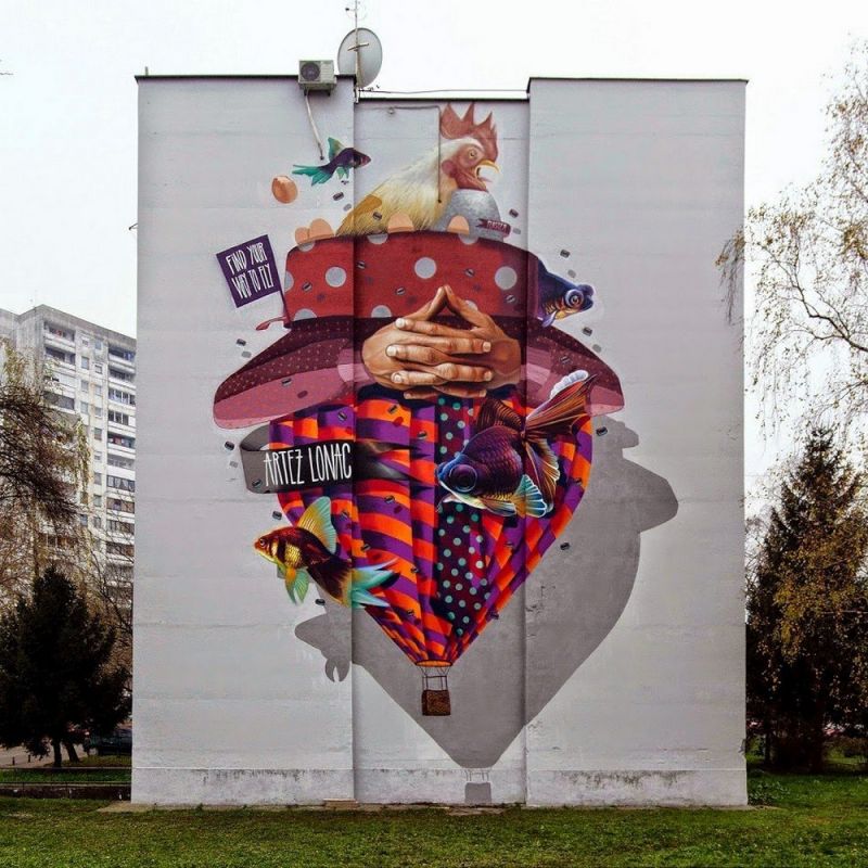 Стрит-арт от художника Lonac в Хорватии