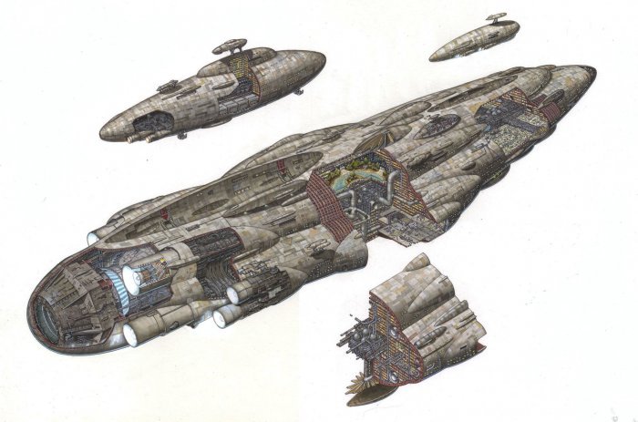 Детализованные иллюстрации транспортных средств из Звёздных войн
