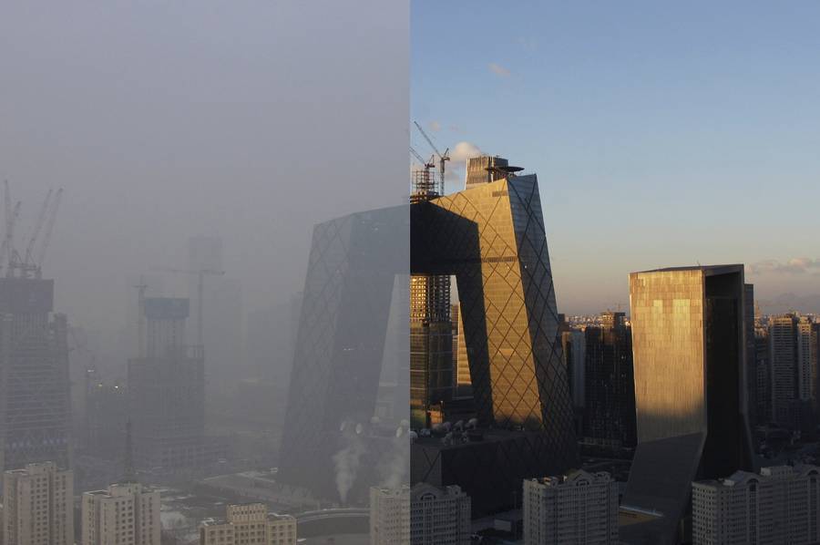 9 снимков Пекина до и после смертоносного загрязнения
