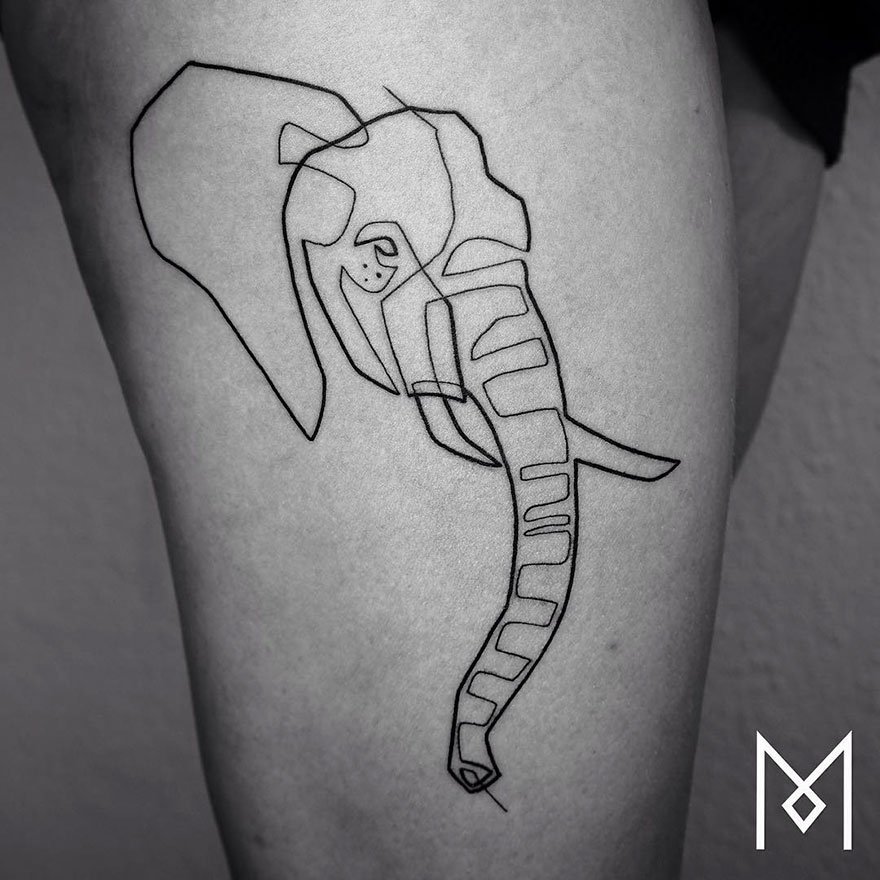 Минималистичные татуировки в одну линию от Мо Ганджи