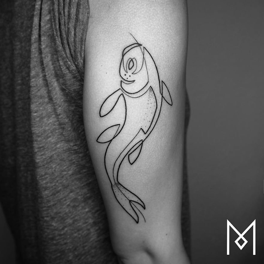 Минималистичные татуировки в одну линию от Мо Ганджи