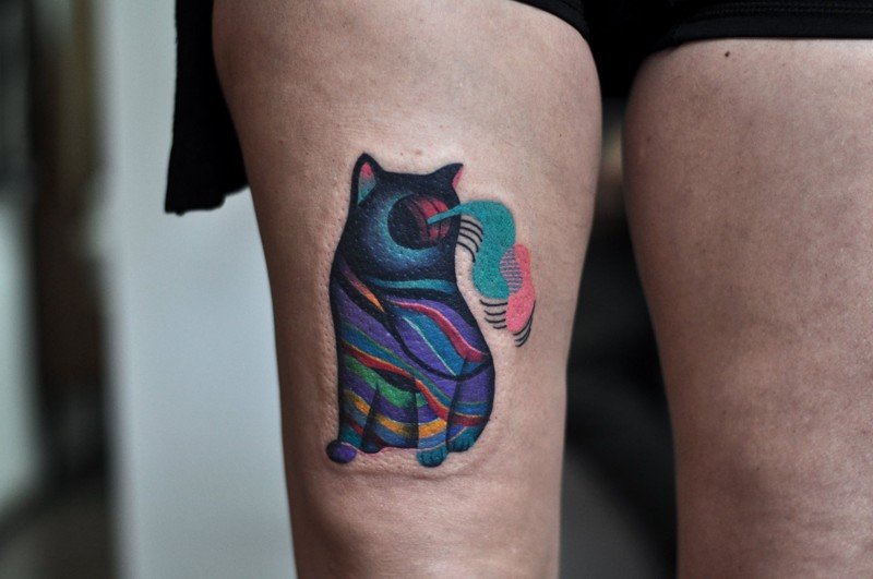 Татуировки для любителей котиков и космоса