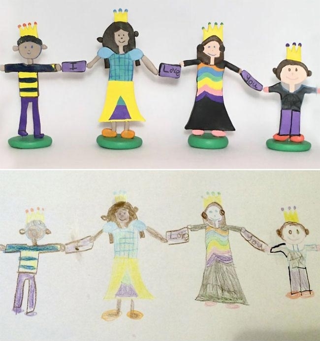 Художница превращает детские каракули в реальные статуэтки