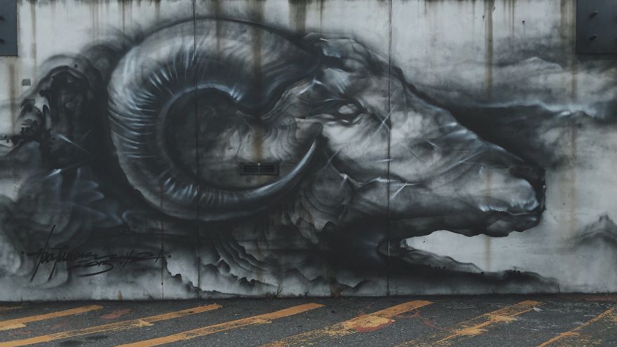 Смесь китайского искусства и граффити от Чена Йингжи