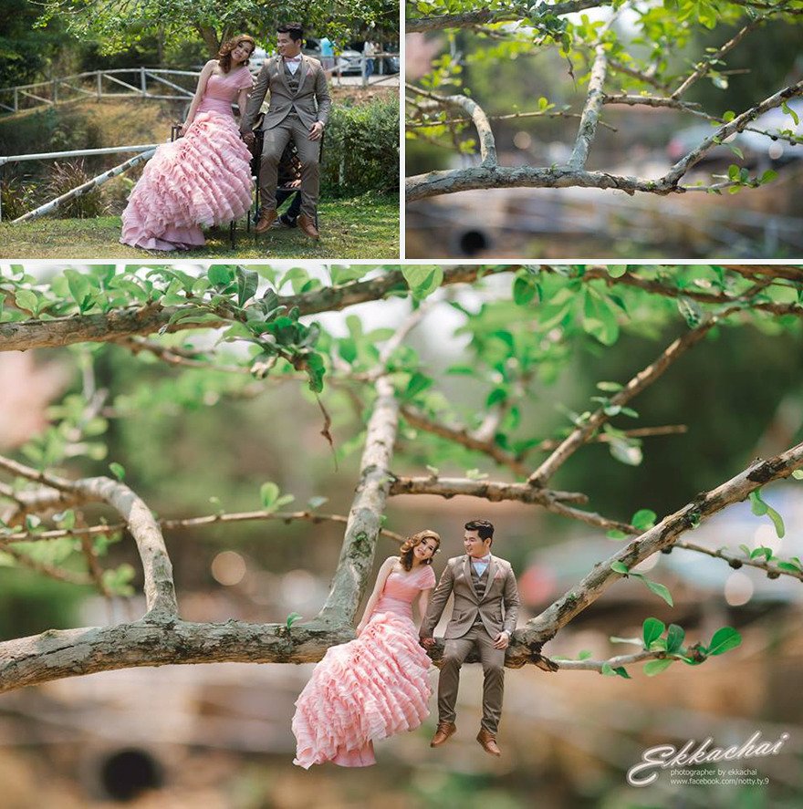 Свадебный фотограф превращает пары в миниатюрных обитателей огромных миров
