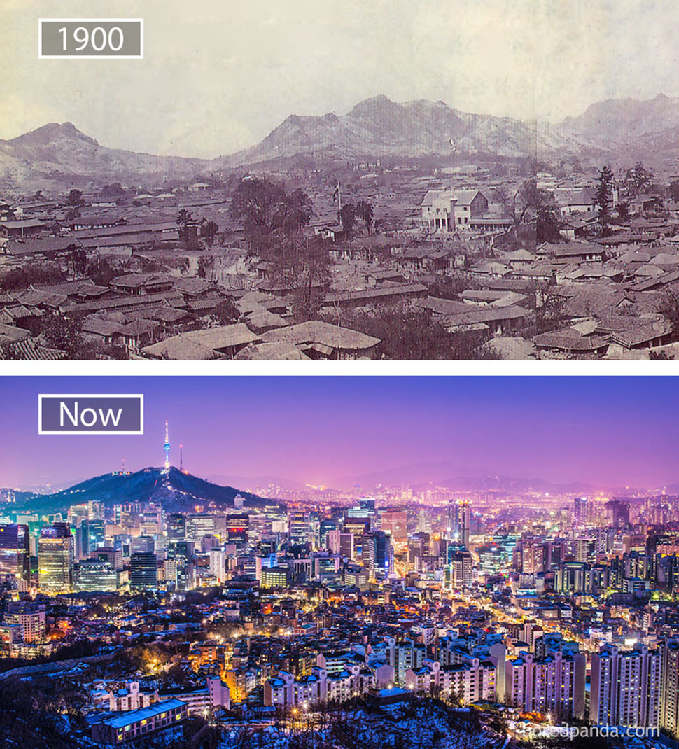 Знаменитые города с одного ракурса тогда и сейчас