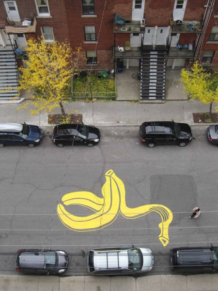 Великолепные уличные рисунки на дорогах Монреаля от Питера Гибсона