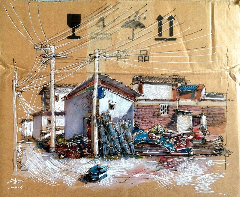 Художник из Китая создает свои картины на самом обычном мусоре