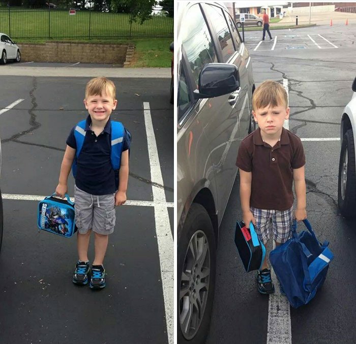 До и после похода в школу: первый день учёбы