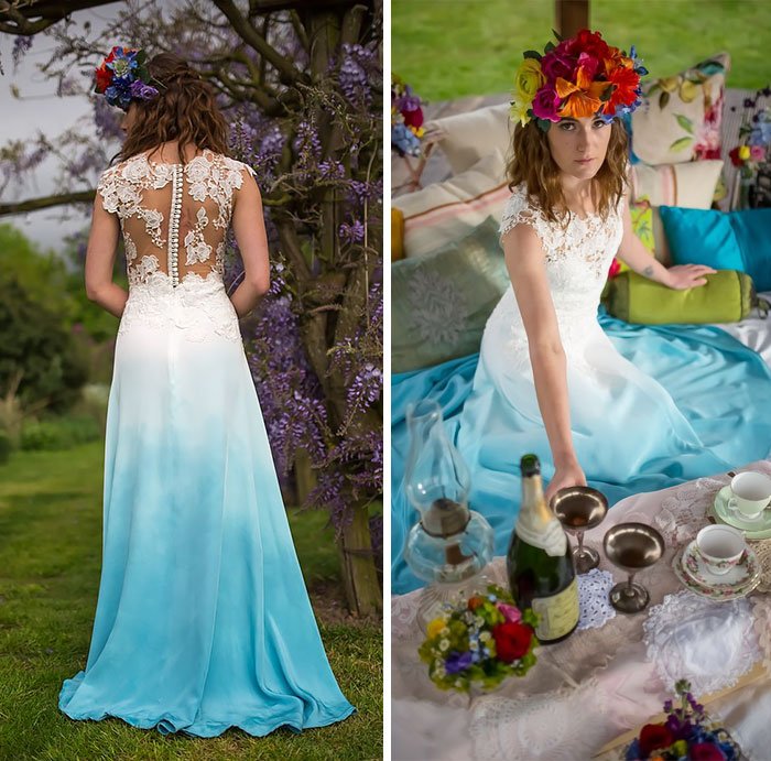 Свадебные платья с плавным цветовым переходом
