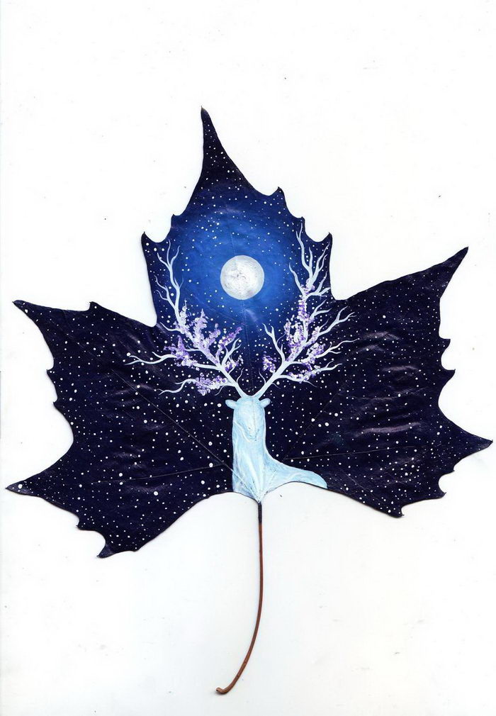 Рисунки на опавших листьях от Nancy Woland и Beka Zaridze