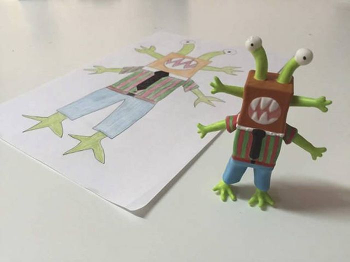 Игрушки, напечатанные на 3D-принтере по мотивам детских рисунков