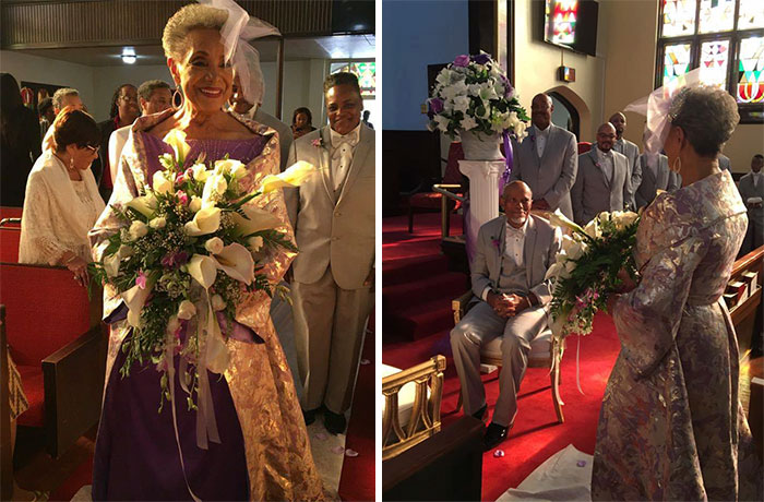 86-летняя невеста вышла замуж в шикарном платье собственного дизайна