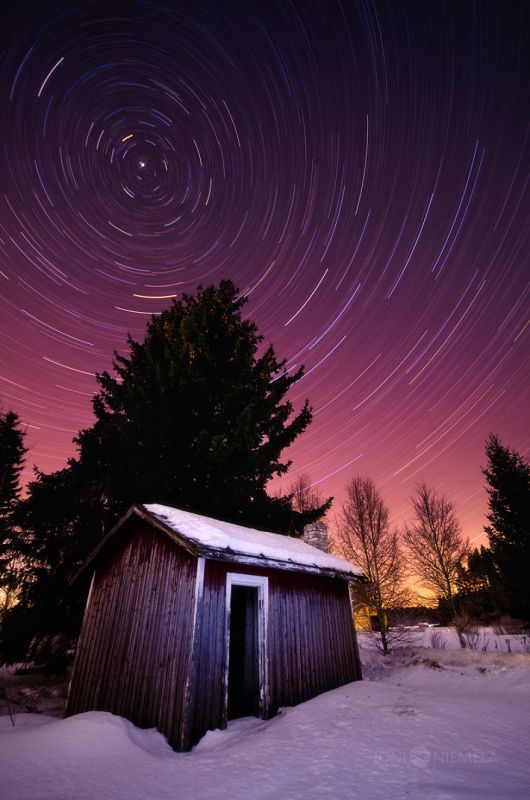 Красота ночного неба Финляндии