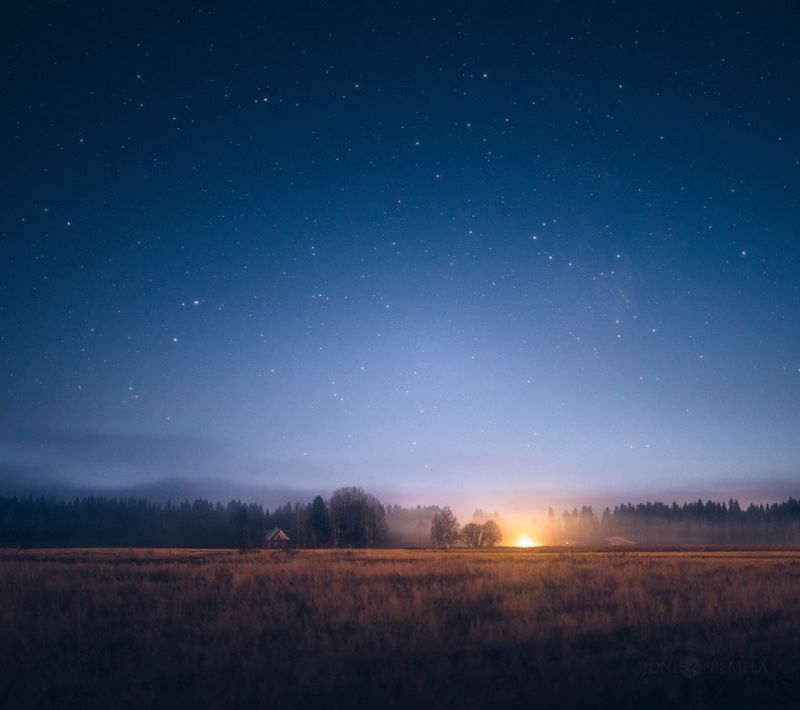 Красота ночного неба Финляндии