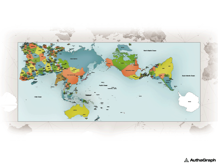 Японцы по-новому построили настоящую карту мира