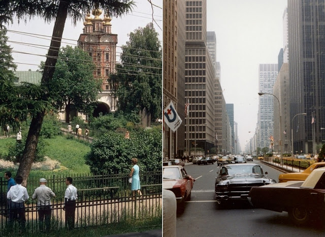 Восток и Запад: цветные фото Москвы и Нью-Йорка в 1969 году