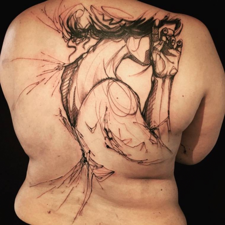 Творческие татуировки, сделанные в виде эскизов