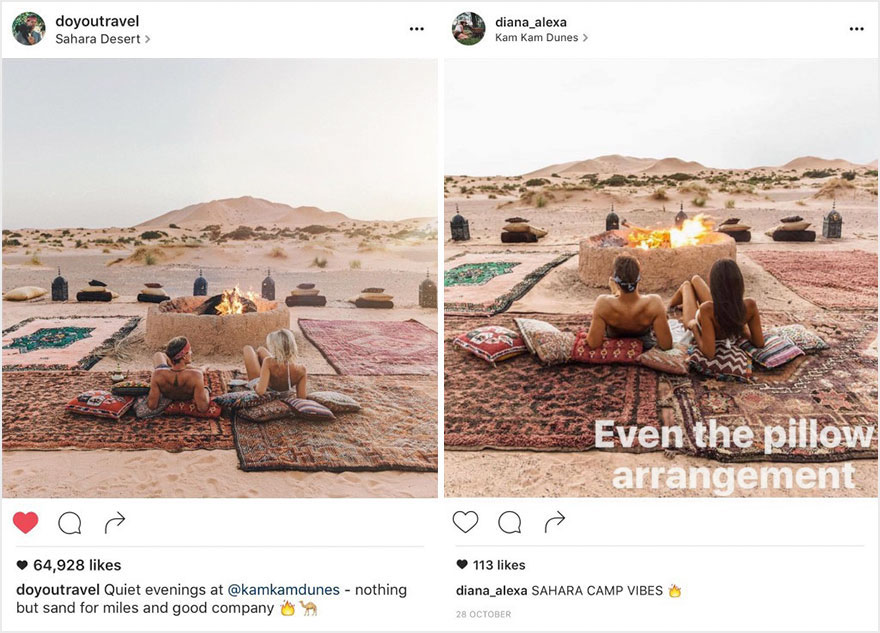 Пара обнаружила, что кто-то в точности копирует их снимки поездок из Instagram