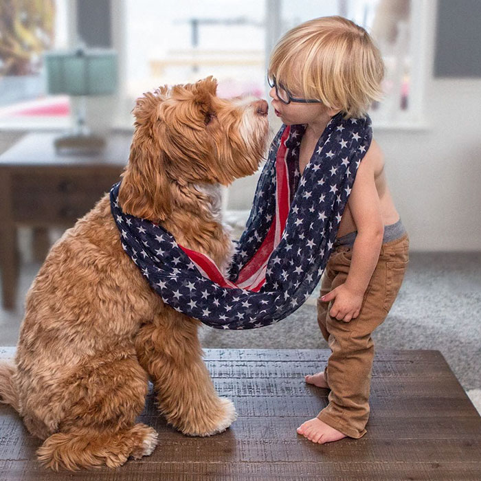 Трогательная дружба 3-х летнего мальчика и пса