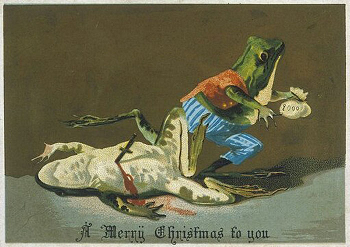 Странные и жуткие рождественские открытки из Викторианской эпохи