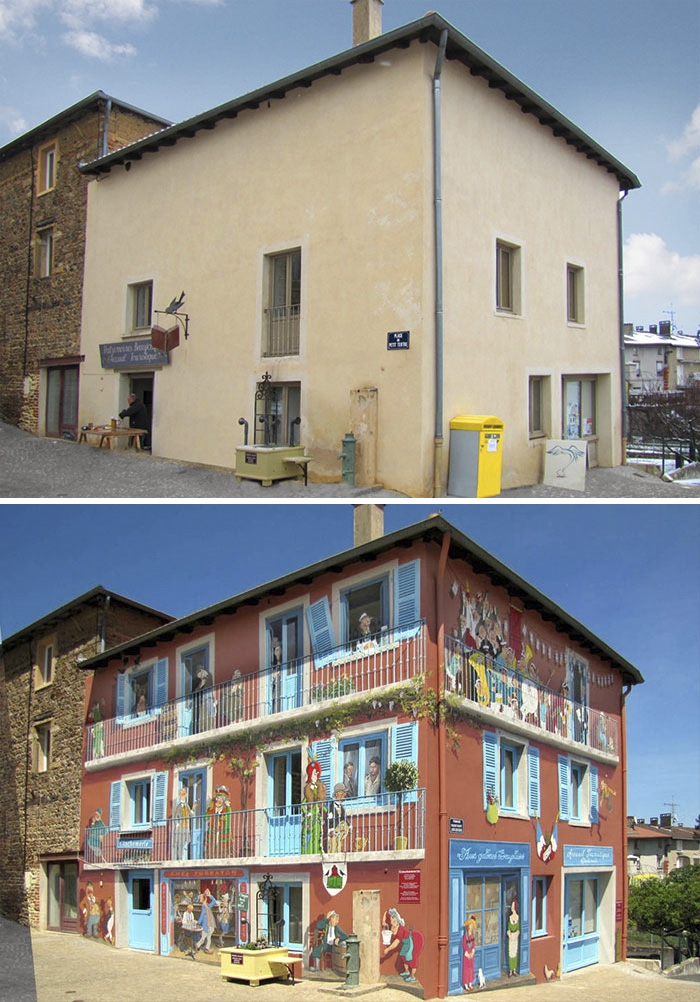 Французский уличный художник превращает фасады домов в яркие полотна