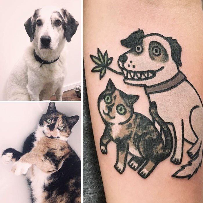 Мультяшные татуировки домашних животных от Jiran