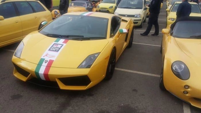 Сотни владельцев желтых автомобилей собрались, чтобы поддержать британского пенсионера