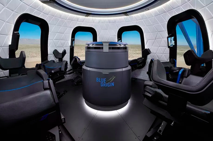 Интерьер капсулы New Shepard космических туристов