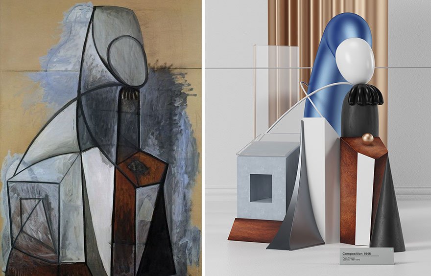 Картины Пабло Пикасо в виде скульптур