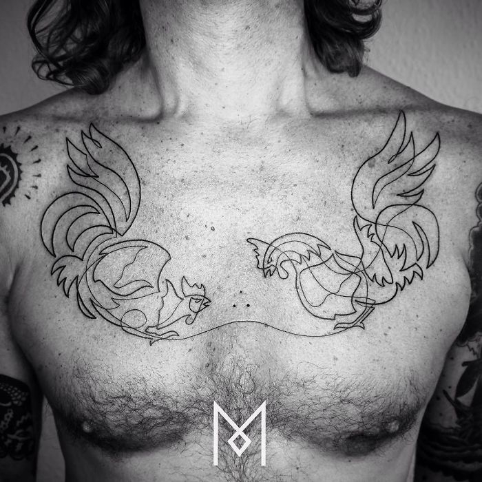 Невероятные татуировки из одной непрерывной линии