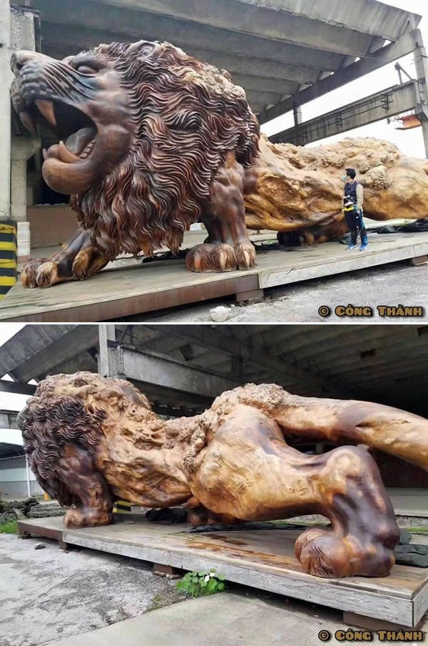 Скульптуры, созданные из цельного ствола дерева