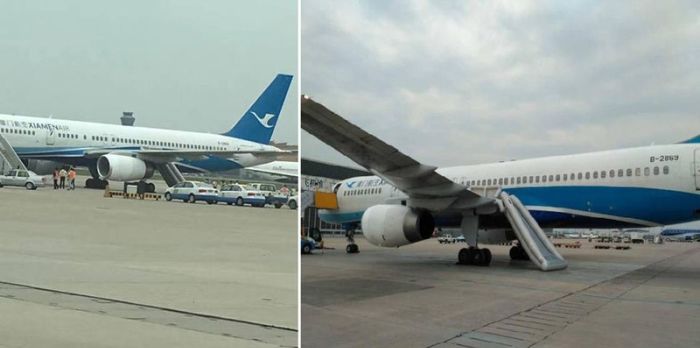 В Китае любопытная женщина открыла аварийный выход самолета